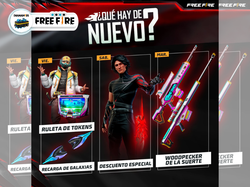 Agenda semanal de Free Fire del 24 al 30 de mayo con Woodpecker de la  Suerte y Recarga de Galaxias - Meristation