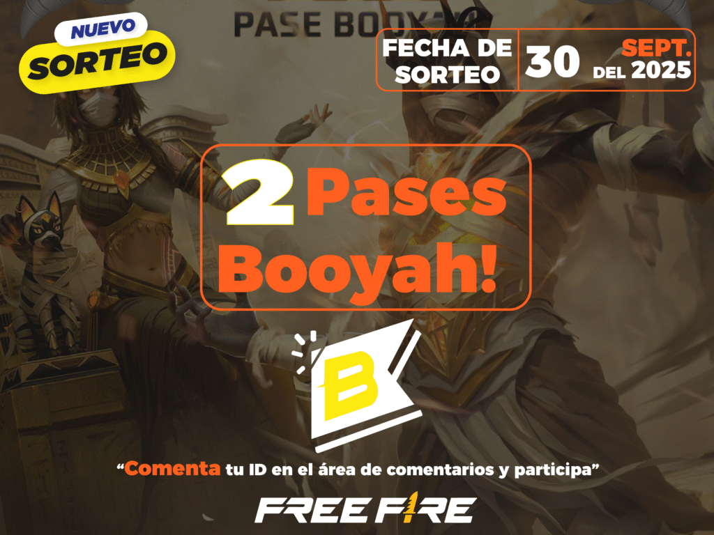 Free Fire: Sorteo 2 Pases Booyah – 2 Ganadores el 30 Agosto 2025 ¡Participa!