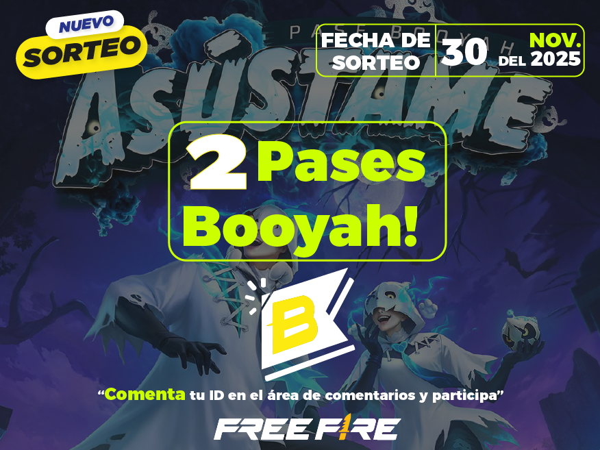 Free Fire: Sorteo 2 Pases Booyah – 2 Ganadores el 30 Noviembre 2025 ¡Participa ahora...!
