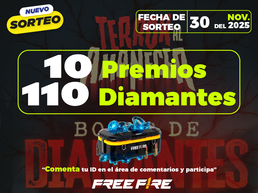 Free Fire: Sorteo 110 Diamantes para 10 ganadores – 30 Noviembre 2025 ¡Participa ahora...!