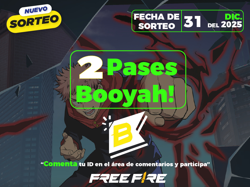Free Fire: Sorteo 2 Pases Booyah – 2 Ganadores el 31 Diciembre 2025 ¡Participa ahora...!
